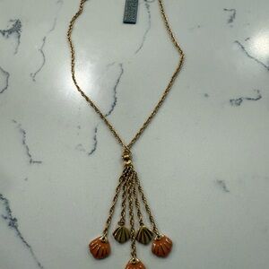 Givenchy Gold Necklace with Orange Shell Charms
